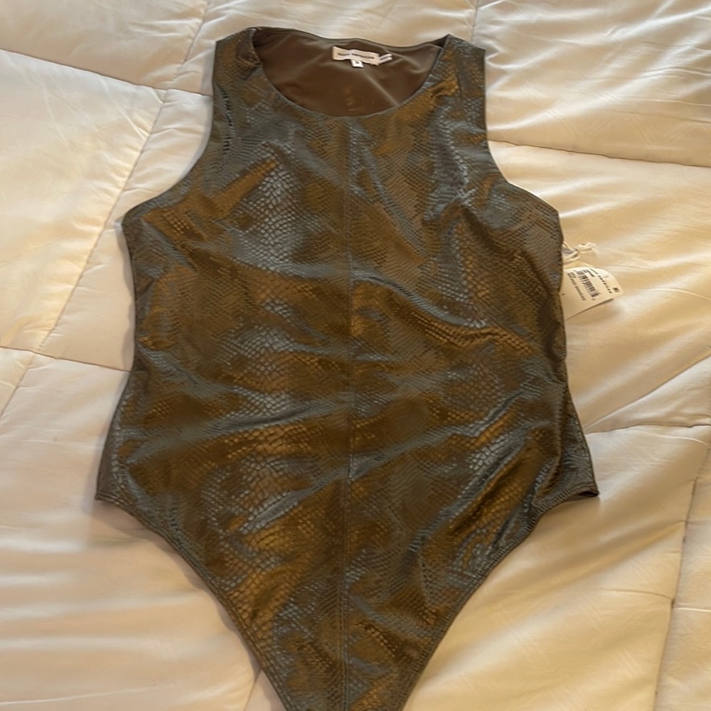 Good American Faux Leather Bodysuit
